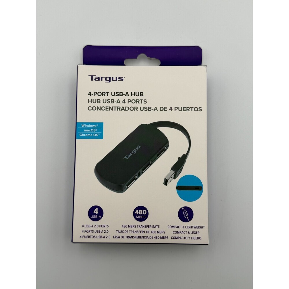 Targus ACH214 Black High-Speed PC & MAC Compatibility Portable 4-Port USB Hub